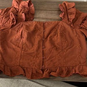 SHEIN: Ruffle Embroidered Long Sleeve Top